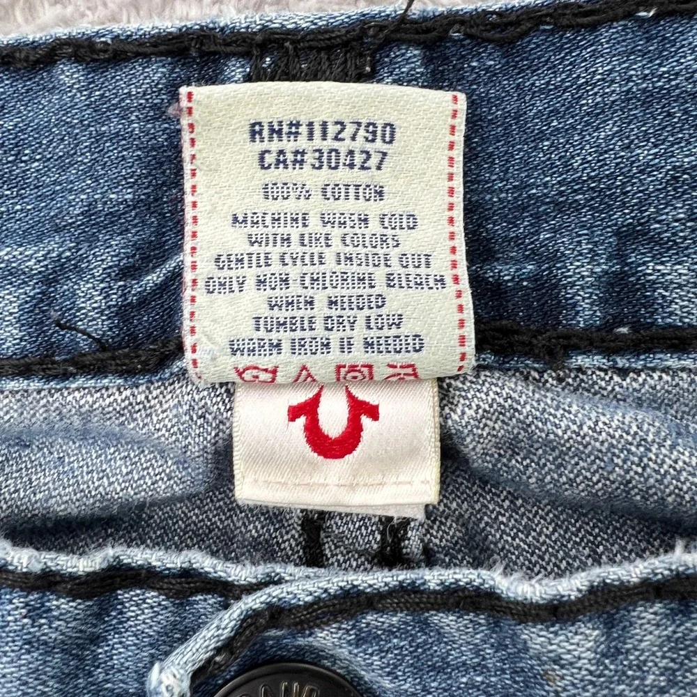 True Religion Ricky Super‎ T Jeans Size 44 Blue Mens Black Contrast Stitch USA